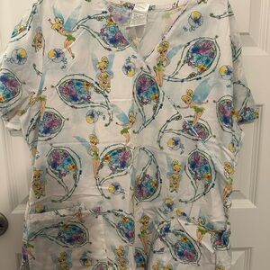 Disney Tinkerbell Print Scrub Top